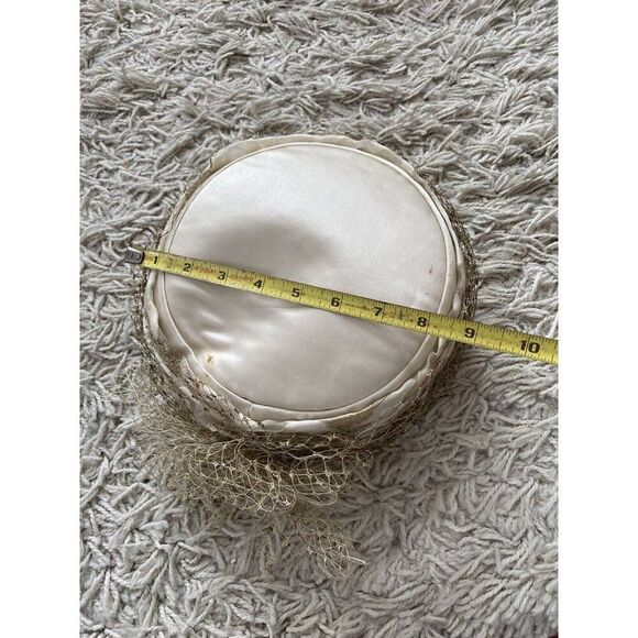 Vintage Suzanne Custom Millinery Hat Satin Gold Cream Silk Mesh 1950s main image 7